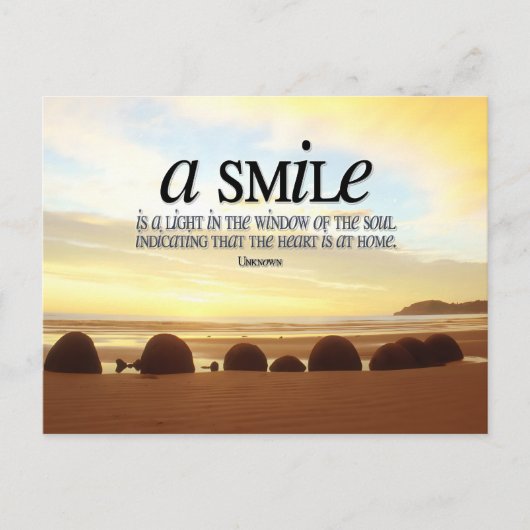 "Een glimlach is een licht" Inspirerend Quote Briefkaart (Voorkant)