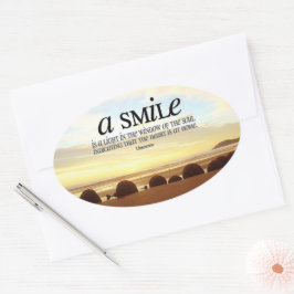 "Een glimlach is een licht" Inspirerend Quote Ovale Sticker