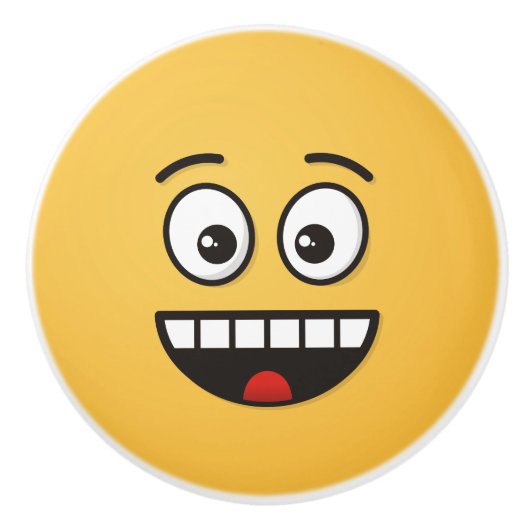 Een glimlach met open mond keramische knop (Voorkant)