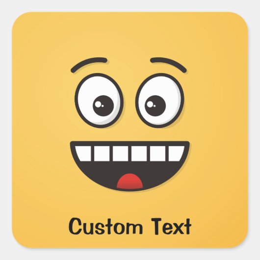 Een glimlach met open mond vierkante sticker (Voorkant)