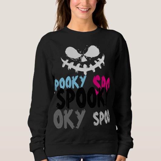 Een glimlach op Spooky Face Halloween Sweatshirt (Voorkant)