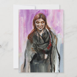 Een glimlachend meisje in zwart feestdagenkaart