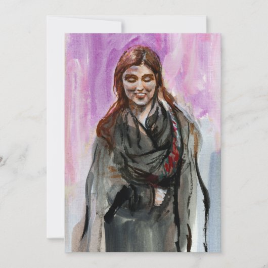 Een glimlachend meisje in zwart feestdagenkaart (Voorkant)