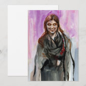 Een glimlachend meisje in zwart feestdagenkaart (Voorkant / Achterkant)