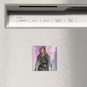 Een glimlachend meisje in zwart magneet (Insitu (Vaatwasser))