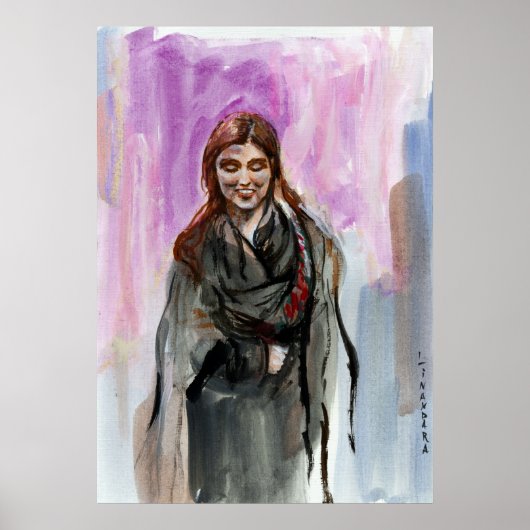 Een glimlachend meisje in zwart poster (Voorkant)