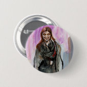 Een glimlachend meisje in zwart ronde button 5,7 cm (Voorkant /achterkant)