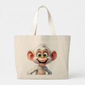 Een glimlachende witte Afrikaanse aap Grote Tote Bag (Achterkant)
