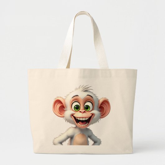 Een glimlachende witte Afrikaanse aap Grote Tote Bag (Voorkant)