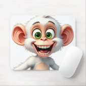 Een glimlachende witte Afrikaanse aap Muismat (Met muis)