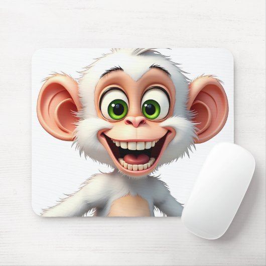 Een glimlachende witte Afrikaanse aap Muismat (Met muis)