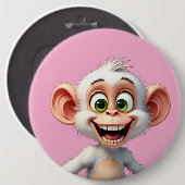 Een glimlachende witte Afrikaanse aap Ronde Button 6,0 Cm (Voorkant /achterkant)