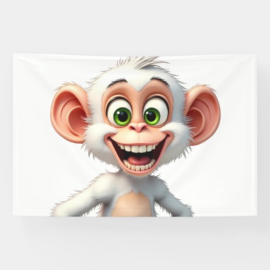 Een glimlachende witte Afrikaanse aap Spandoek (Horizontaal)