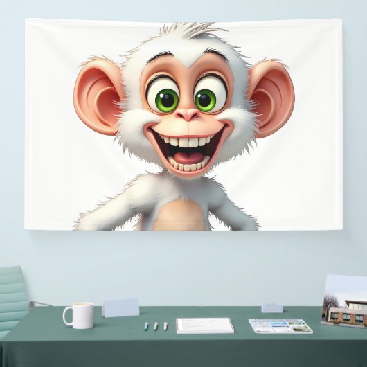 Een glimlachende witte Afrikaanse aap Spandoek (Beurs)