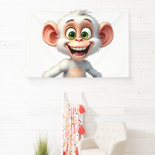 Een glimlachende witte Afrikaanse aap Spandoek (Insitu)