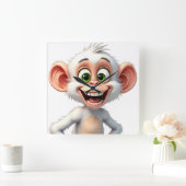 Een glimlachende witte Afrikaanse aap Vierkante Klok (Huis)