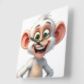 Een glimlachende witte Afrikaanse aap Vierkante Klok (Hoek)