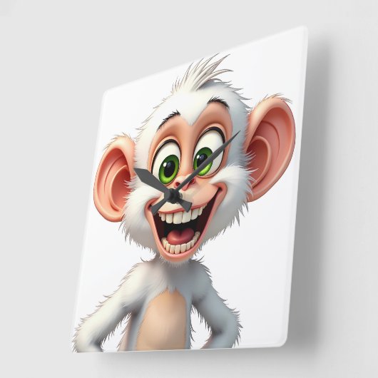 Een glimlachende witte Afrikaanse aap Vierkante Klok (Hoek)