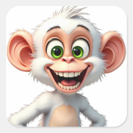 Een glimlachende witte Afrikaanse aap Vierkante Sticker