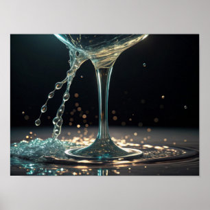 Een glinsterende lekkage: vloeibaar glas en licht poster