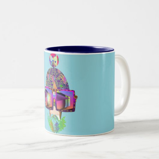 Een glinstering in mijn lens nieuwigheid blauw tweekleurige koffiemok (Voorkant rechts)