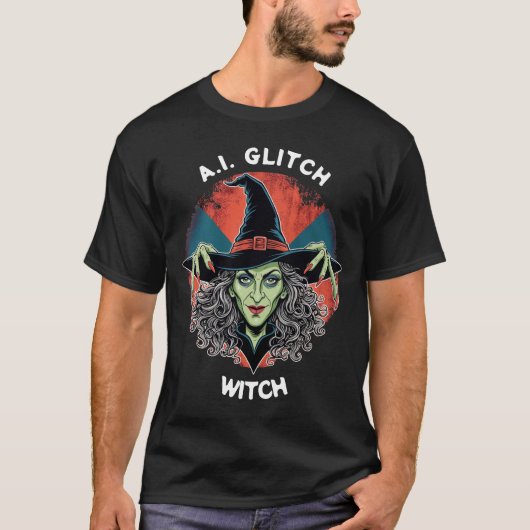 Een Glitch Witch. Scary Witch T-Shirt Mannen (Voorkant)