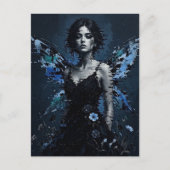 Een glitchfee met blauwe bloemen briefkaart (Voorkant)