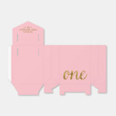 Een glitter 1e verjaardag roze en goud bedankdoosjes (Uitgevouwen)