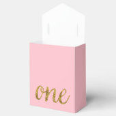 Een glitter 1e verjaardag roze en goud bedankdoosjes (Geopend)