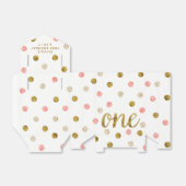Eén Glitter Confetti 1st Birthday Pink en Gold Bedankdoosjes (Uitgevouwen)