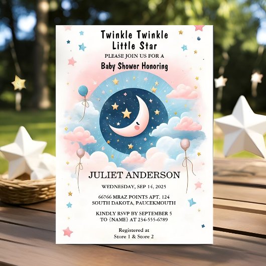 Een Glitter Twinkle Twinkle Little Star Baby showe Kaart