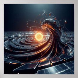 Een gloeiende kern in de virtuele ruimte poster