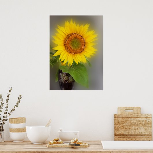 een gloeiende zonnebloem poster (Keuken)