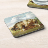 Een Gloucestershire Old Spot (olie op het paneel) Onderzetter (Linkerzijde)