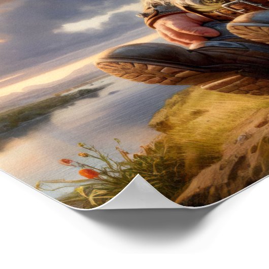 Een Gnome Warrior die rust met zijn draak Poster (Hoek)