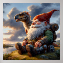 Een Gnome Warrior die rust met zijn draak