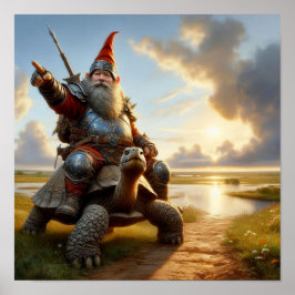 Een Gnome Warrior die zijn schildpad beveelt Poster