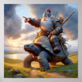 Een Gnome Warrior die zijn schildpad beveelt Poster