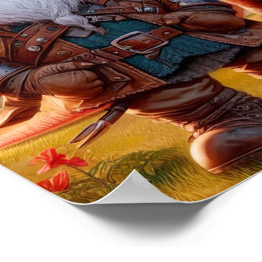 Een Gnome Warrior poseert met zijn draak Poster (Hoek)