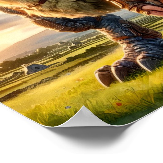Een Gnome Warrior poseert met zijn draak Poster (Hoek)