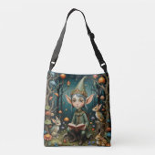 Een gnoom die een boek leest crossbody tas (Achterkant)
