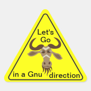 Een Gnu Stuff_Let gaat in een Gnu richtsticker. Sticker