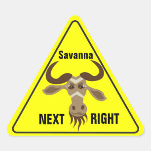 Een gnu Stuff_road sign_Savanna Next Right Sticker
