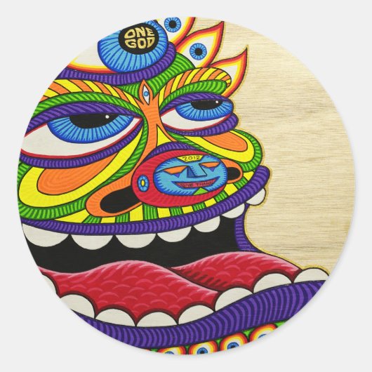 Eén God Ronde Sticker (Voorkant)