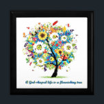 Een goddelijk leven is een bloeiende boom cadeaudoosje<br><div class="desc">Een godvormig leven is een bloeiende boom - Proverbs 11:28 (Msg) voor christenen. Volledig aanpasbare,  afbeelding grootte en achtergrondkleur naar keuze.</div>