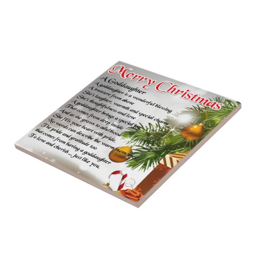 Een goddochters gedicht - kerstontwerp tegeltje (Zijkant)