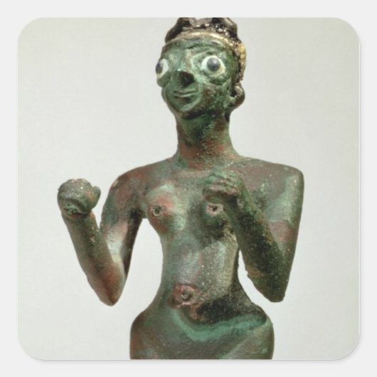 Een godin van Mari, Early Dynastic Period, c.25th- Vierkante Sticker (Voorkant)