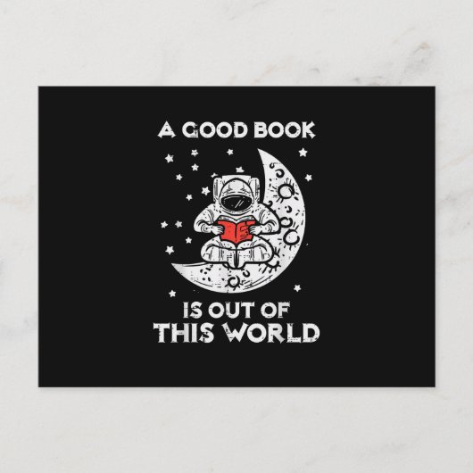 Een goed boek is uit deze wereld briefkaart (Voorkant)