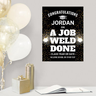Een goed gelaste klus diploma felicitaties lasbran poster