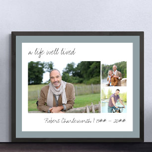 Een goed geleefd leven Casual Script 3 Foto Uitvaa Poster